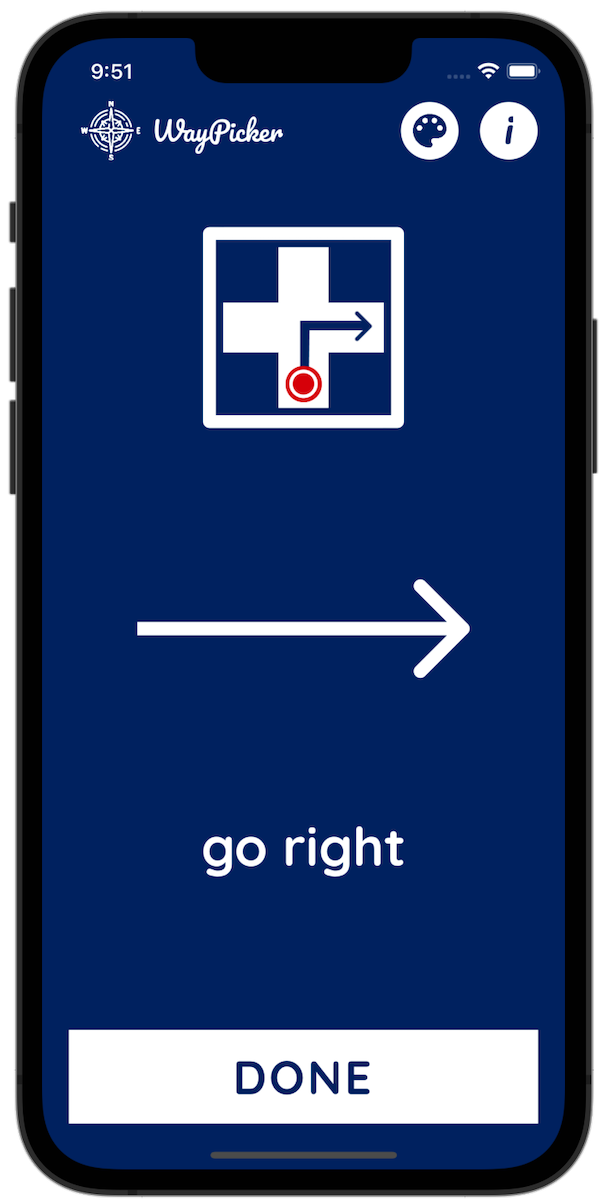 Iphone with WayPicker app